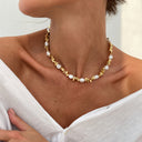Baroque Pearl Necklace for Women, Faux Pearl Strand with Gold Clasp