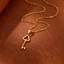 Clover Key Pendant Necklace, Stainless Steel, 18K Gold Plated or Silver