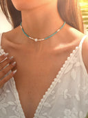 Seed Bead Choker Necklace, Hand Woven Boho Choker, Black, Blue or Green