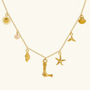 Noelle Initial Necklace with Sea Charms, view 19