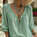 Amalia Ruffle Tie-Neck Blouse Effortless Summer Elegance