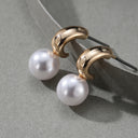 Pearl Hoop Earrings for Women, Small Faux Pearl Hoops, 18K Gold Plated
