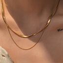 Snake Chain Necklace Set of 2, Stainless Steel Layered Necklaces, Gold or Silver