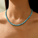 Turquoise Bead Choker Necklace, Blue Beaded Beach Choker for Women