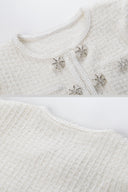 Long Sleeve Knee-Length Knitted Dress - White