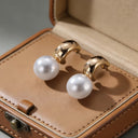Pearl Hoop Earrings for Women, Small Faux Pearl Hoops, 18K Gold Plated