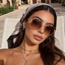 Palma geometric rimless sunglasses with brown gradient lenses