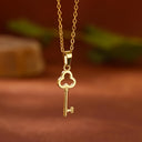 Clover Key Pendant Necklace, Stainless Steel, 18K Gold Plated or Silver