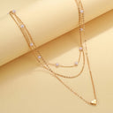 Heart and Pearl Necklace, Vintage Gold Heart Pendant on Faux Pearl Chain