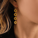 Daisy Earrings for Women, Long Flower Drop Earrings, White or Yellow