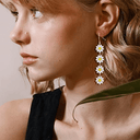 Daisy Earrings for Women, Long Flower Drop Earrings, White or Yellow