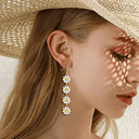 Daisy Earrings for Women, Long Flower Drop Earrings, White or Yellow