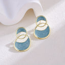 Circle Drop Earrings for Women, Gold Enamel Double Circle Statement Earrings