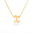 Old English Initial Necklace, Gothic Letter Pendant, 18K Gold Plated Stainless Steel