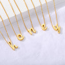 Old English Initial Necklace, Gothic Letter Pendant, 18K Gold Plated Stainless Steel