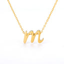 Old English Initial Necklace, Gothic Letter Pendant, 18K Gold Plated Stainless Steel