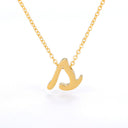 Old English Initial Necklace, Gothic Letter Pendant, 18K Gold Plated Stainless Steel
