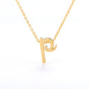 Old English Initial Necklace, Gothic Letter Pendant, 18K Gold Plated Stainless Steel