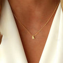 Old English Initial Necklace, Gothic Letter Pendant, 18K Gold Plated Stainless Steel