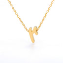 Old English Initial Necklace, Gothic Letter Pendant, 18K Gold Plated Stainless Steel