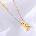 Old English Initial Necklace, Gothic Letter Pendant, 18K Gold Plated Stainless Steel