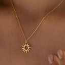 Sun Pendant Necklace for Women, Gold Stainless Steel Sun Necklace