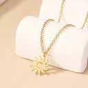 Sun Pendant Necklace for Women, Gold Stainless Steel Sun Necklace