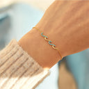 Wave Bracelet for Women, 18K Gold Plated with Blue Wave and Zirconia
