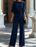 Leni two-piece set with draped waist top and wide-leg pants