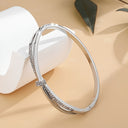 Rhinestone Bangle Bracelet for Women, Minimalist Gold or Silver Bangle