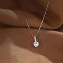 Cubic Zirconia Teardrop Pendant Necklace, Silver Sparkle Necklace for Women