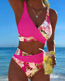 Elsbeth floral contrast print bikini set, view 14