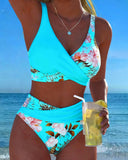 Elsbeth floral contrast print bikini set, view 8