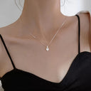 Cubic Zirconia Teardrop Pendant Necklace, Silver Sparkle Necklace for Women