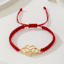 Infinity Love Bracelet, Adjustable Black Braided Cord Bracelet for Women