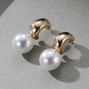 Pearl Hoop Earrings for Women, Small Faux Pearl Hoops, 18K Gold Plated