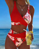 Elsbeth floral contrast print bikini set, view 12