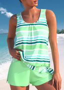 Anja light green striped tankini set with relaxed fit top