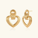 Alba Gold Heart Drop Earrings in 18k gold plated stainless steel