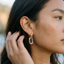 Odile Two-Tone Double Hoop Earrings, view 7