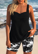 Bryn crossover tankini top with floral swim shorts