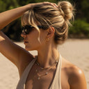 Zoe Gold Clover Necklace, view 5