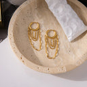 Winona Gold Hoop Earrings with Link Chain, view 8