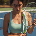 Gemma Gold Tennis Racket Necklace, view 4