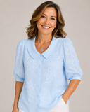 Demi floral blouse with round collar and relaxed fit, view 4