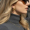Alba Gold Heart Drop Earrings, view 5