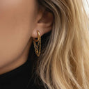 Faye Gold Drop Hoop Earrings, view 4