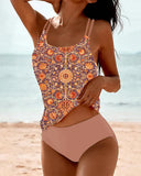 Isabel vintage floral print tankini set, view 3