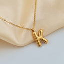 Initial Necklace A to Z, Bubble Letter Necklace, 18K Gold Plated Stainless Steel