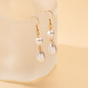 Pearl Teardrop Earrings for Women, Faux Pearl Drop Earrings, Gold